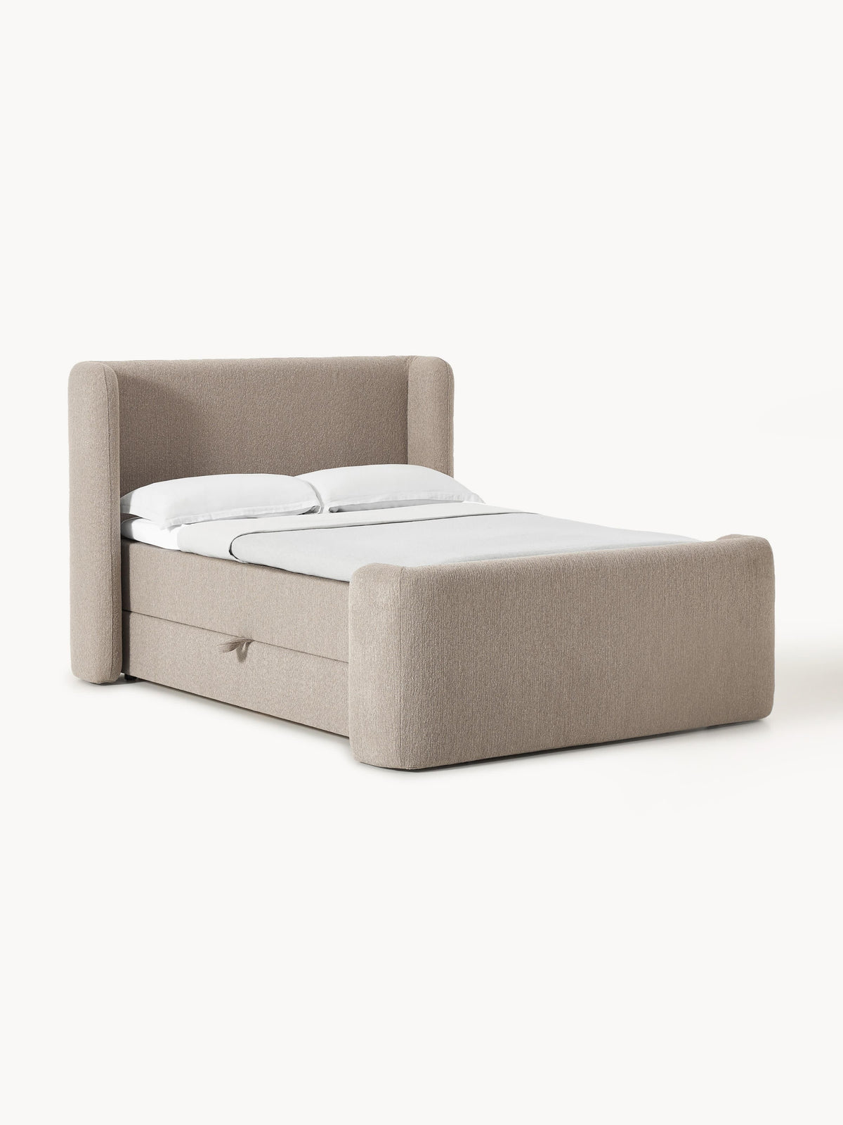 Perla Bouclé Box Spring Bed Frame with Storage