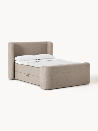 Perla Bouclé Box Spring Bed Frame with Storage