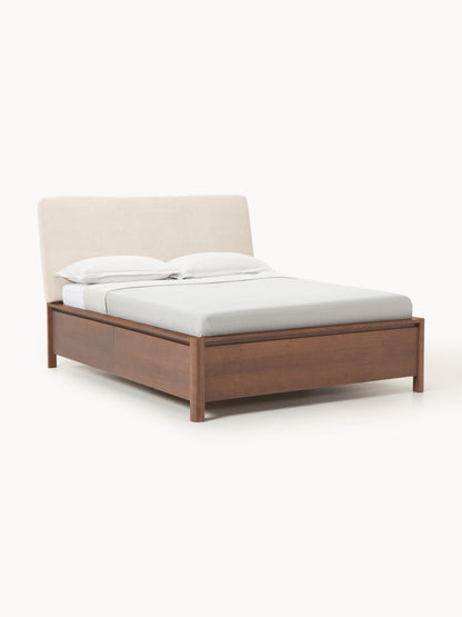 Santiago Wood Bed with Upholstered Headboard and Drawers