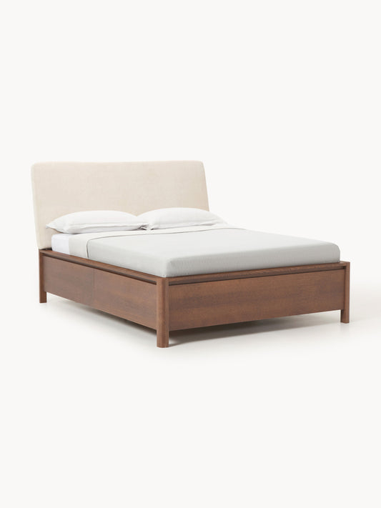 Santiago Wood Bed with Upholstered Headboard and Drawers