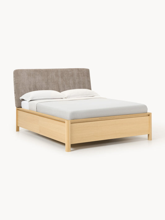 Santiago Wood Bed with Upholstered Headboard and Drawers