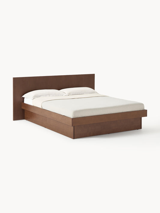 Sato Wood Bed with Drawers and Headboard