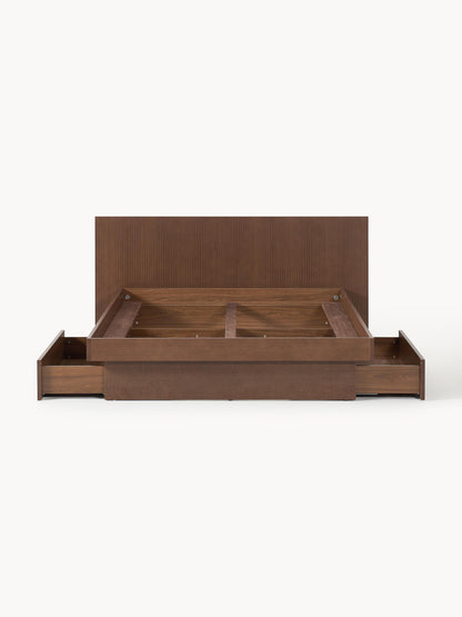 Sato Wood Bed with Drawers and Headboard