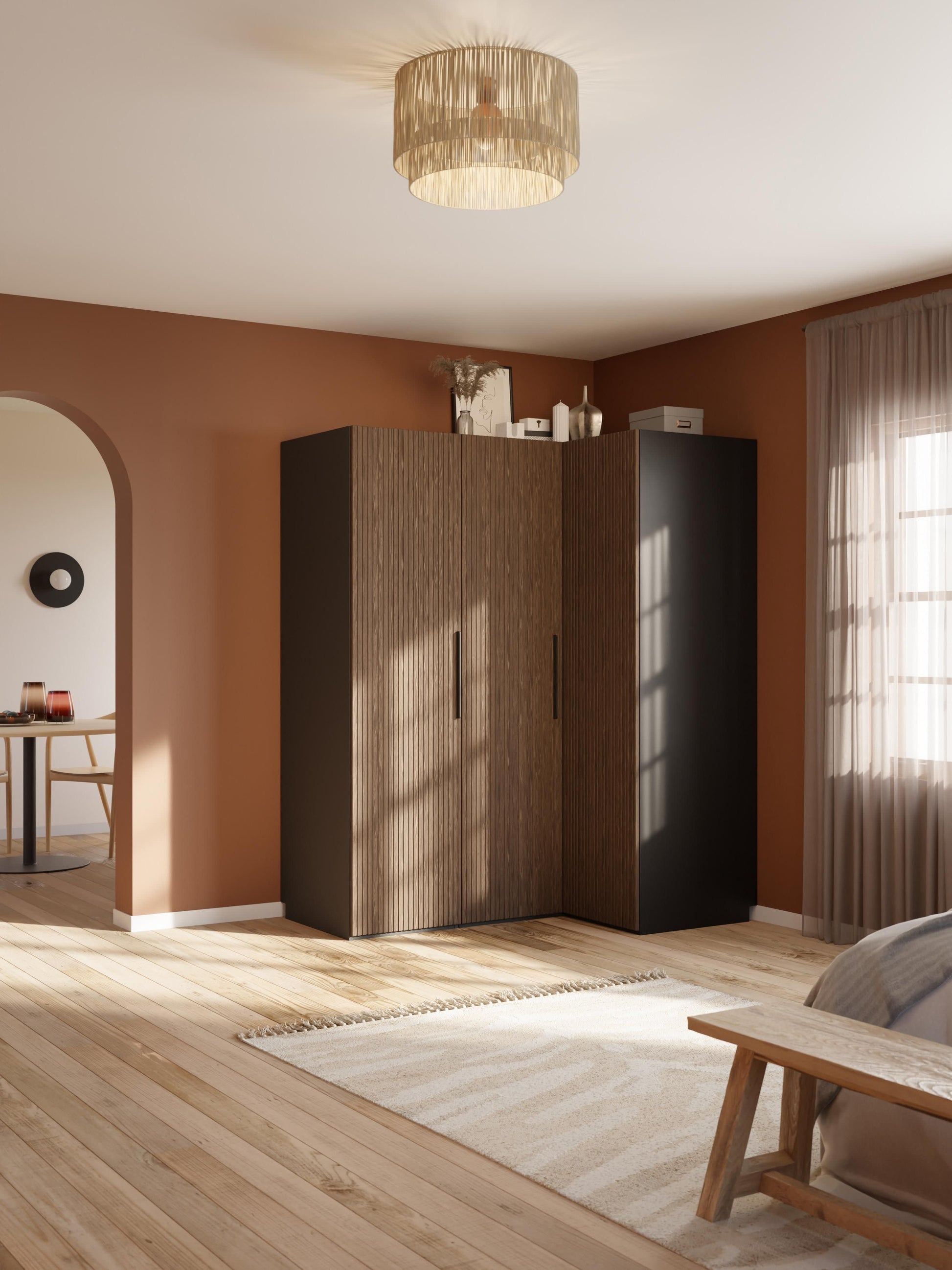 Simone Corner Wardrobe, Modular, in Various Sizes, 165 cm Wide