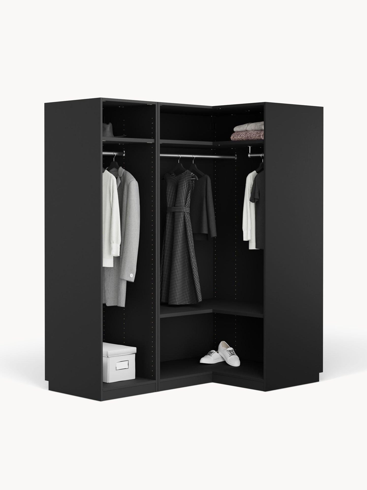 Simone Corner Wardrobe, Modular, in Various Sizes, 165 cm Wide