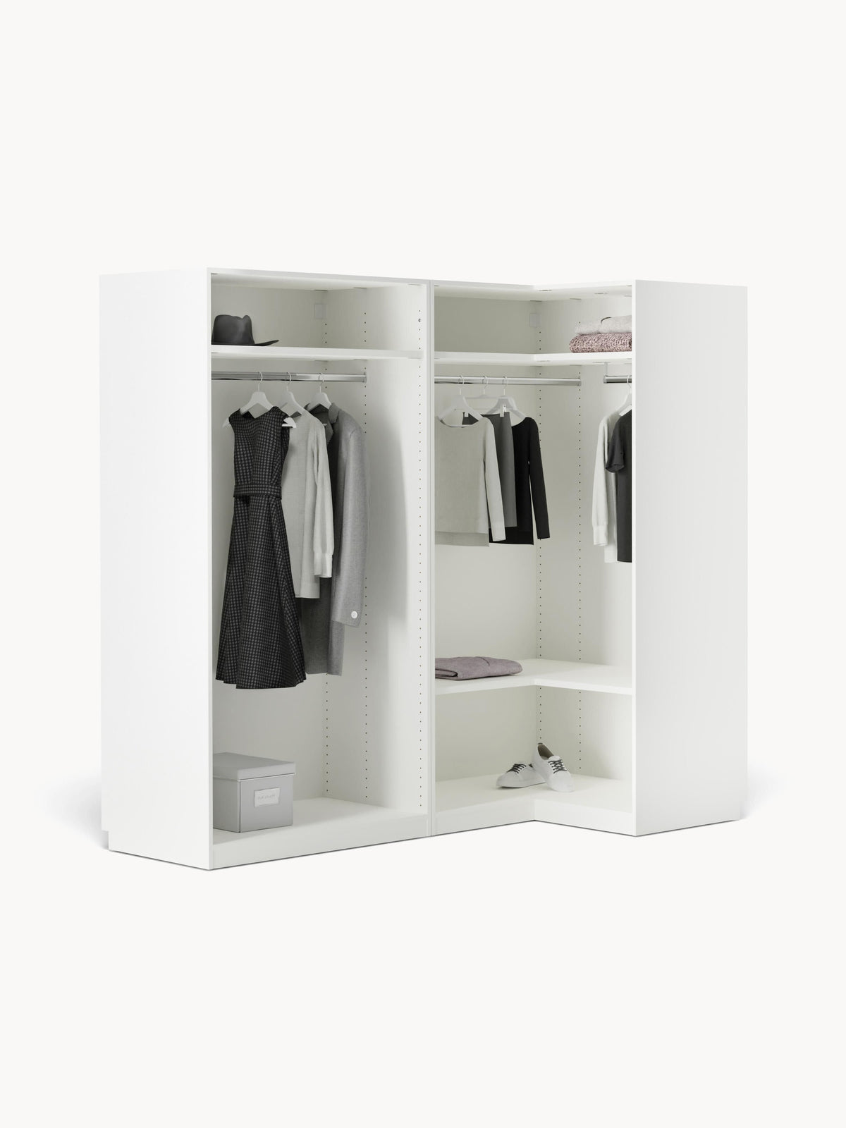 Simone Corner Wardrobe, Modular, in Various Sizes, 215 cm Wide