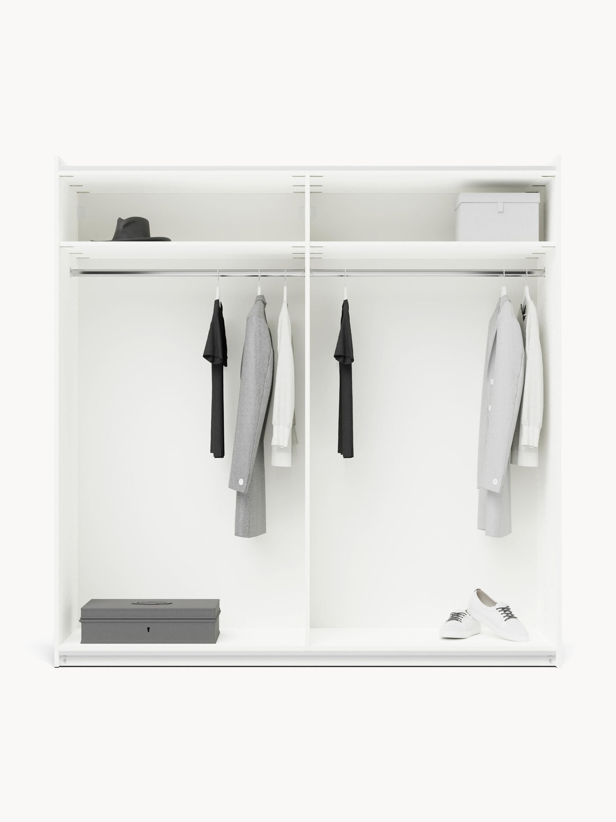 Simone Modular Wardrobe, Sliding-Door, 200 cm Wide, in Various Sizes