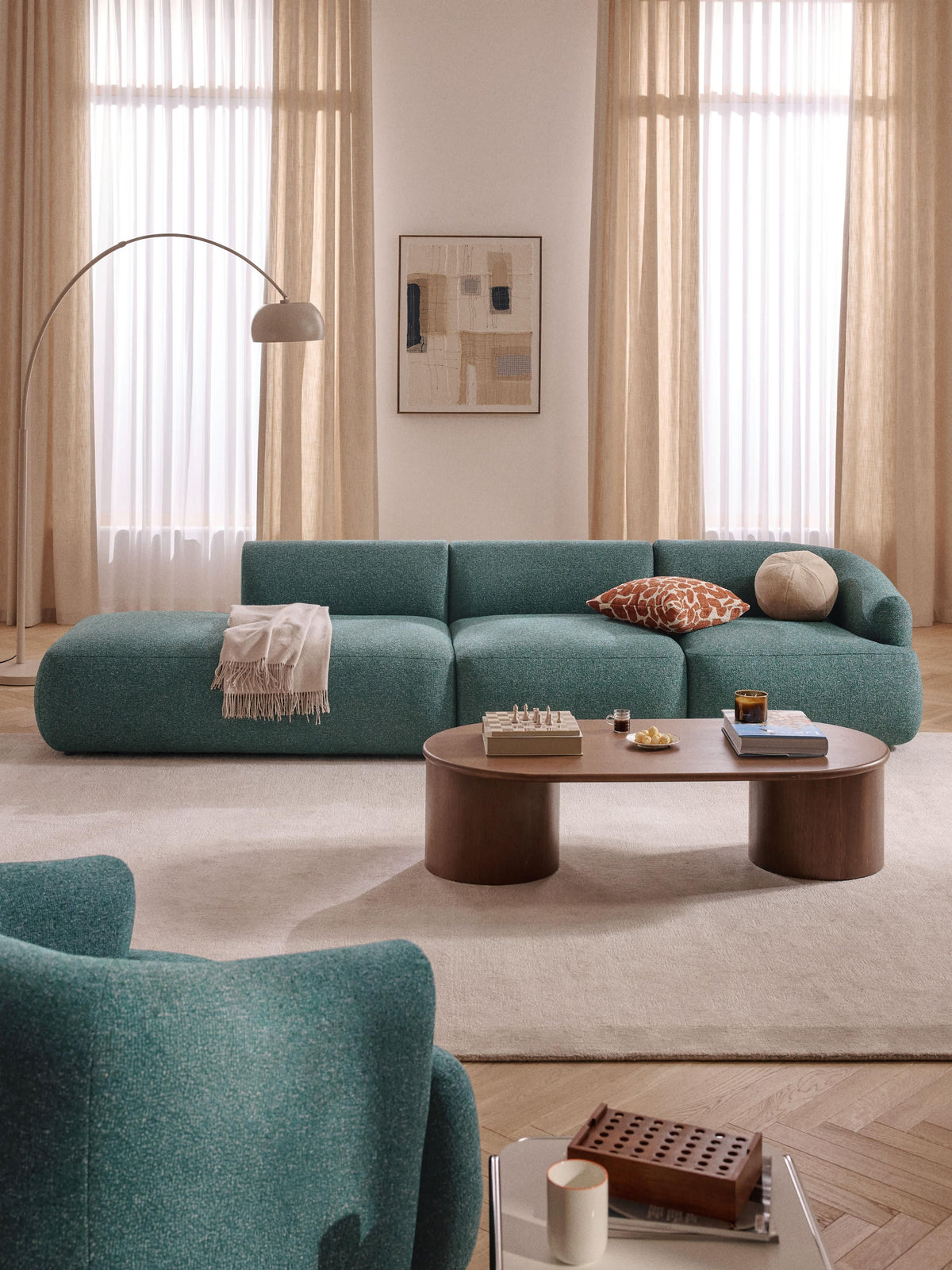 Sofia Modular Bouclé Chaise Longue (2-Seater)