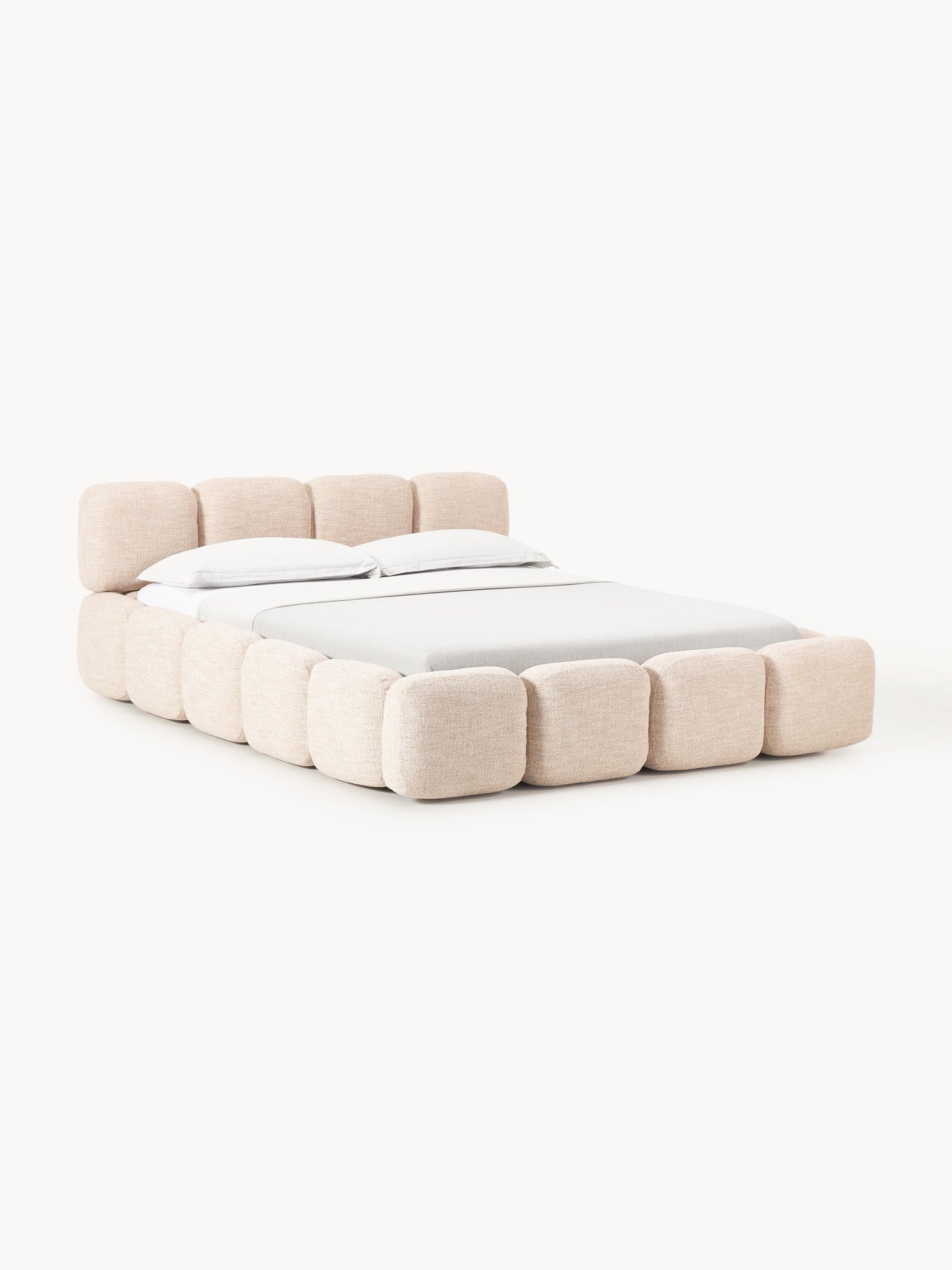 Tayla Upholstered Bed with Bouclé Cover and Storage