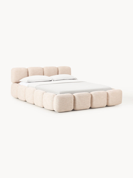 Tayla Upholstered Bed with Bouclé Cover and Storage