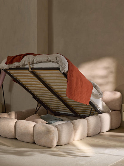 Tayla Upholstered Bed with Bouclé Cover and Storage