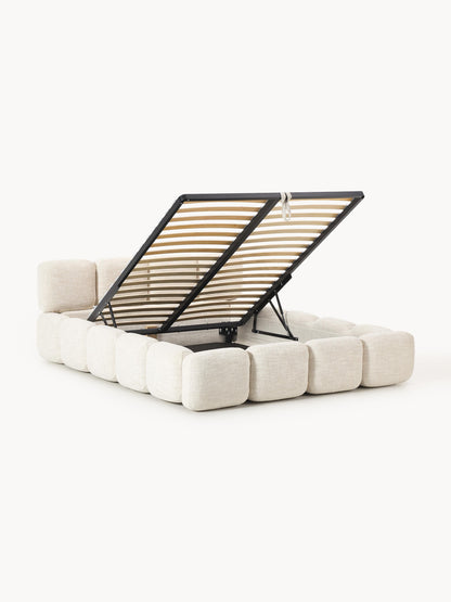 Tayla Upholstered Bed with Bouclé Cover and Storage