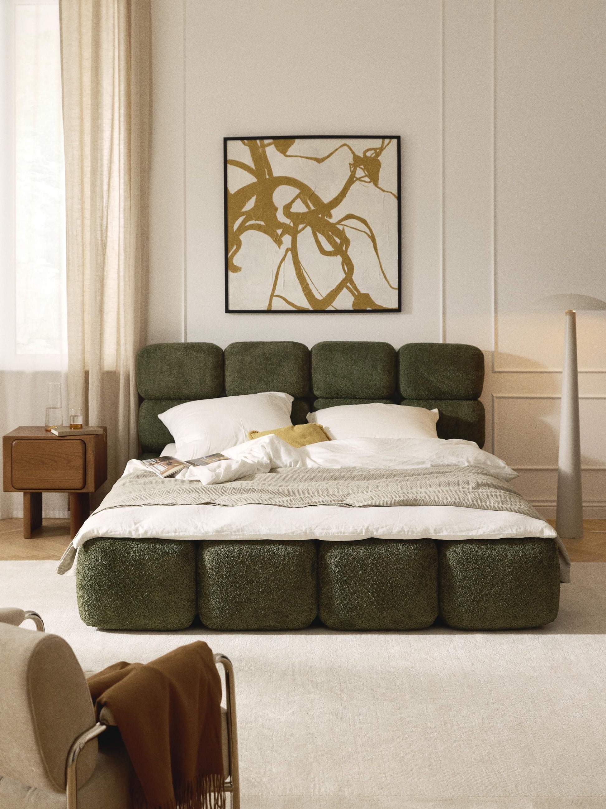 Tayla Upholstered Bed with Teddy Bouclé Cover