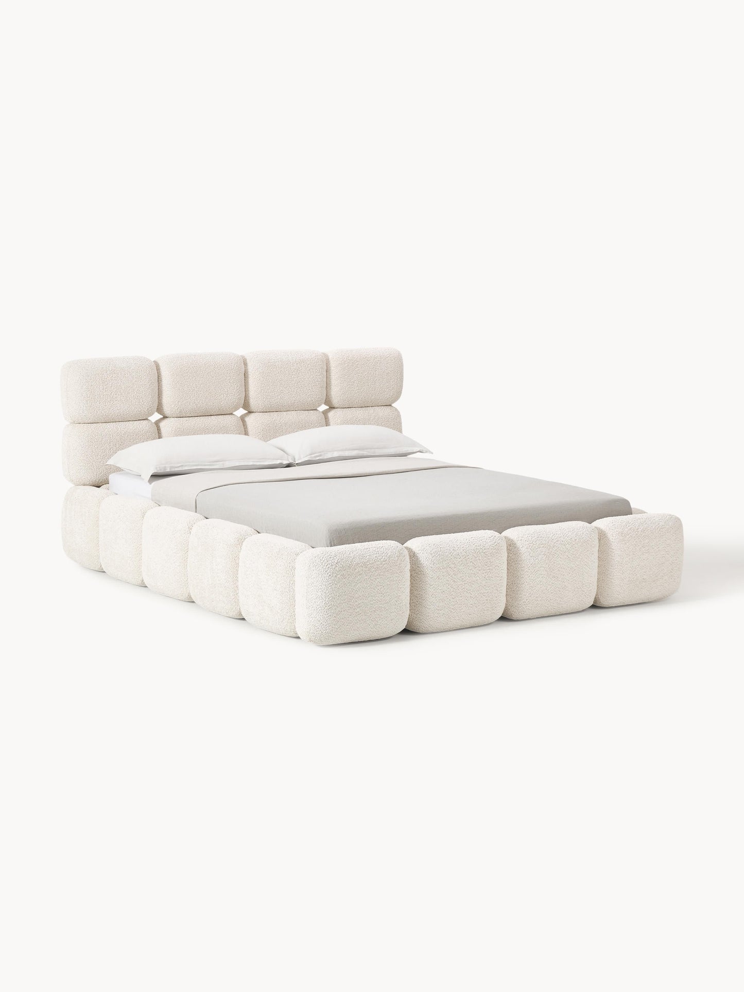 Tayla Upholstered Bed with Teddy Bouclé Cover and Storage