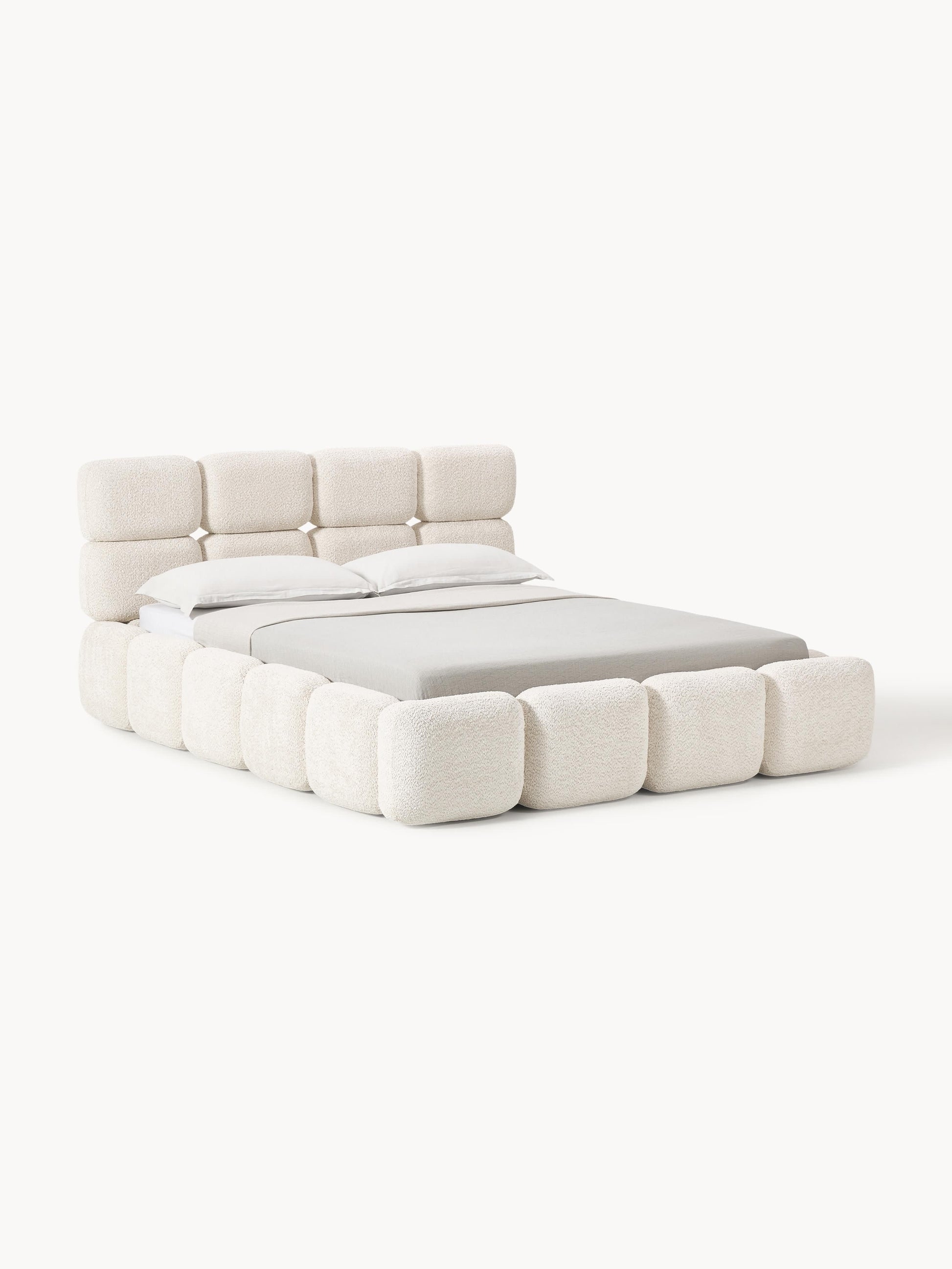 Tayla Upholstered Bed with Teddy Bouclé Cover and Storage