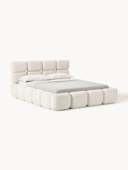 Tayla Upholstered Bed with Teddy Bouclé Cover and Storage