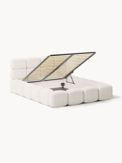 Tayla Upholstered Bed with Teddy Bouclé Cover and Storage