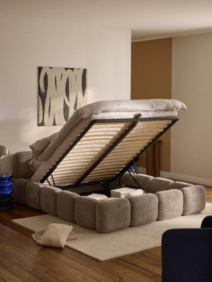 Tayla Upholstered Bed with Teddy Bouclé Cover and Storage