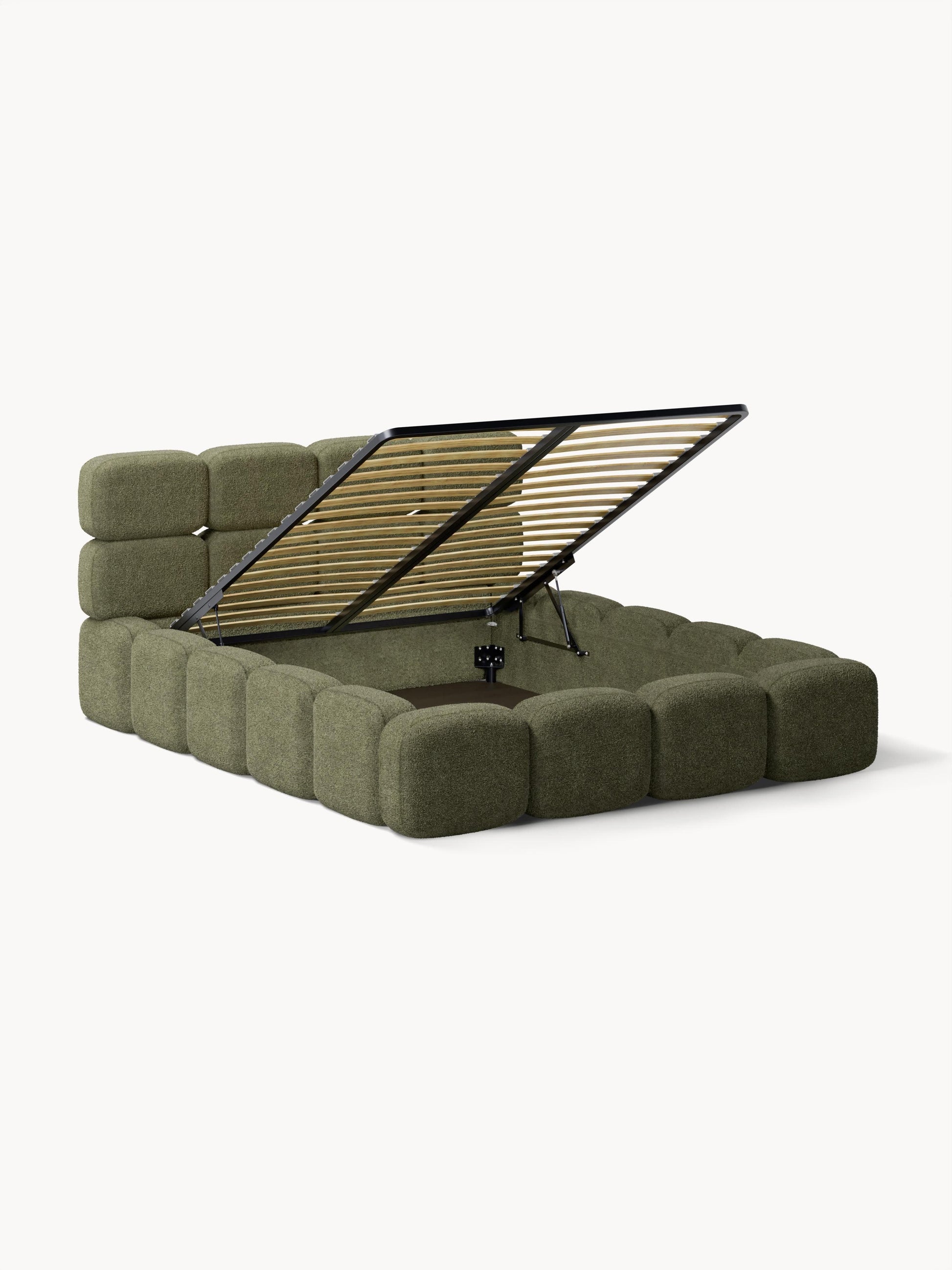 Tayla Upholstered Bed with Teddy Bouclé Cover and Storage