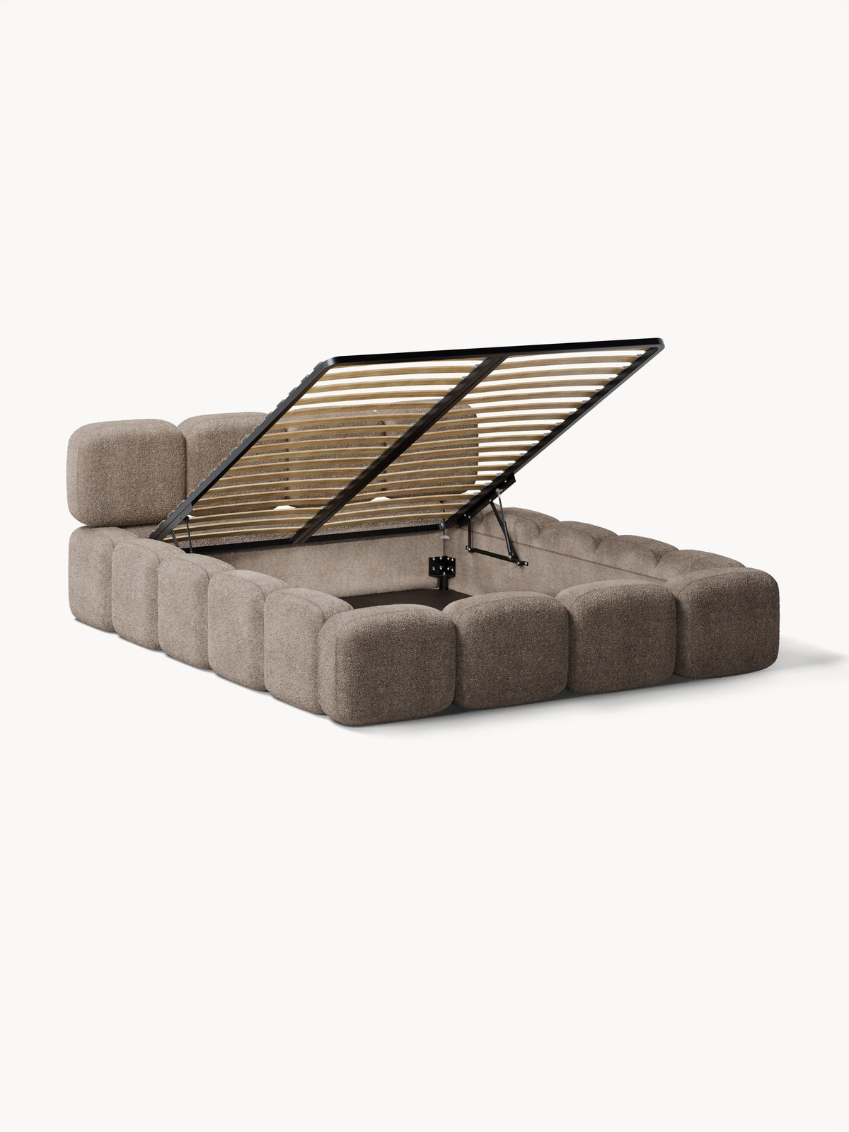 Tayla Upholstered Bed with Teddy Bouclé Cover and Storage