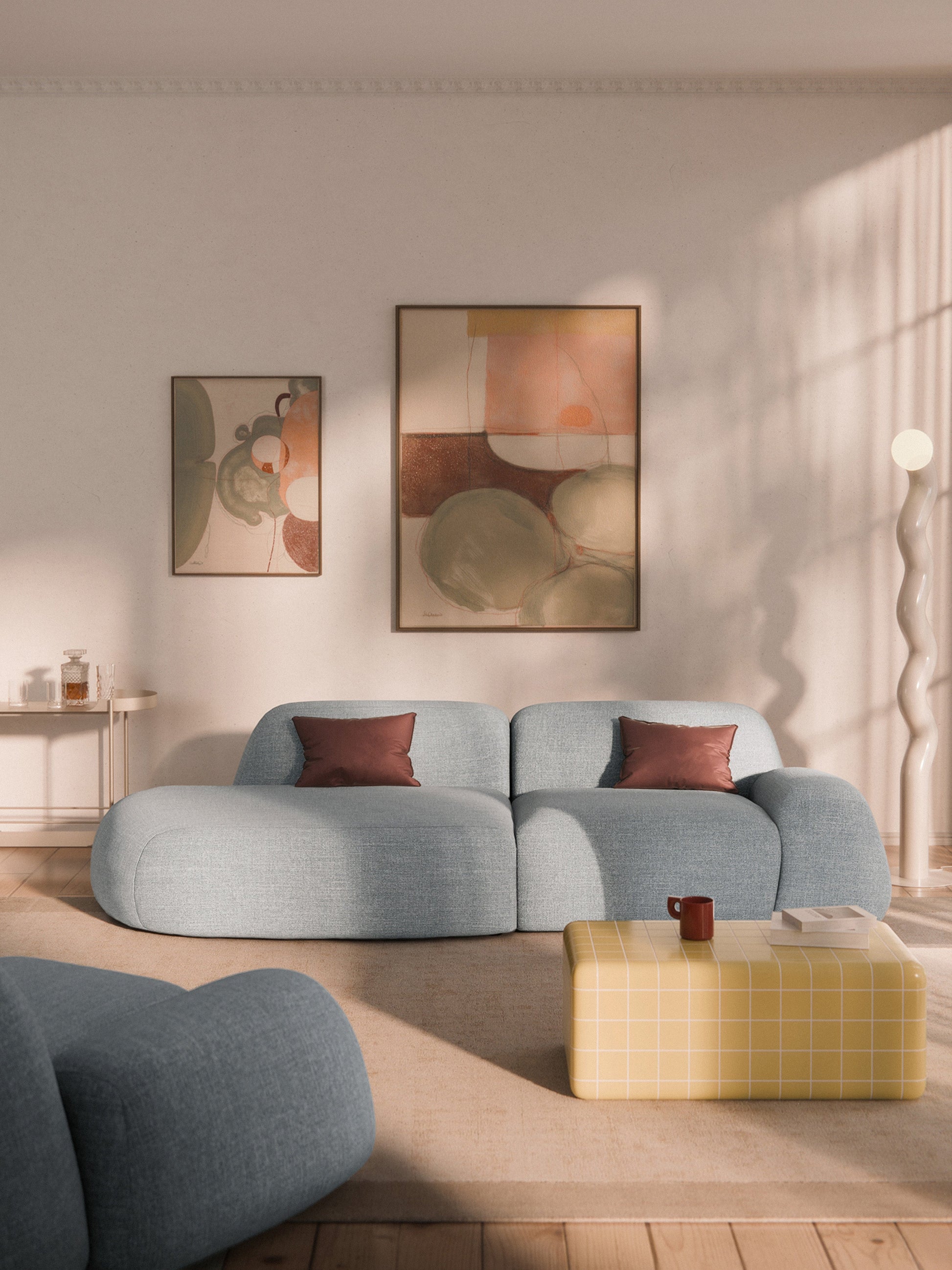 Wolke 3-Seater Bouclé Chaise, Modular
