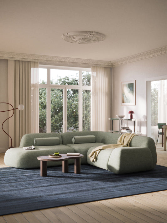 Wolke Modular Corner Settee in Bouclé with Chaise Longue (4-Seater)