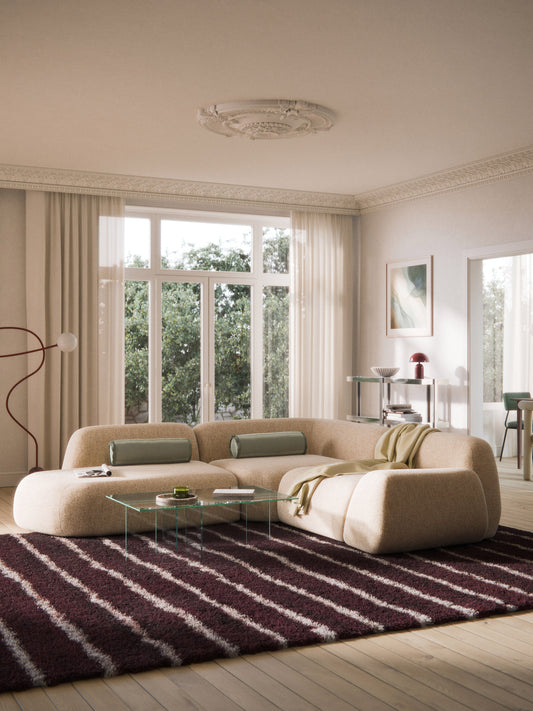 Wolke Modular Corner Settee in Bouclé with Chaise Longue (4-Seater)
