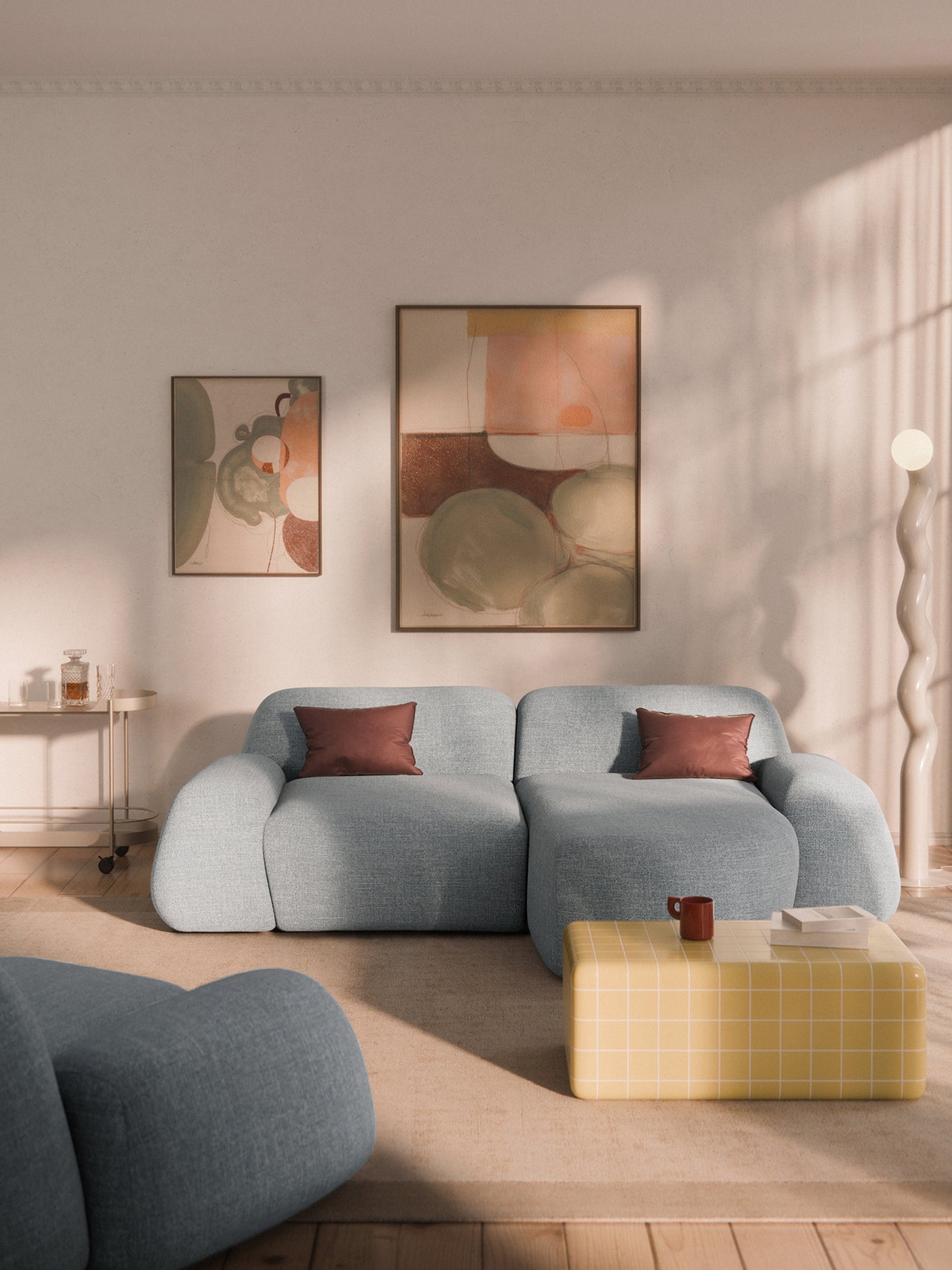 Wolke Modular Corner Sofa with Bouclé Cover (3-Seater)