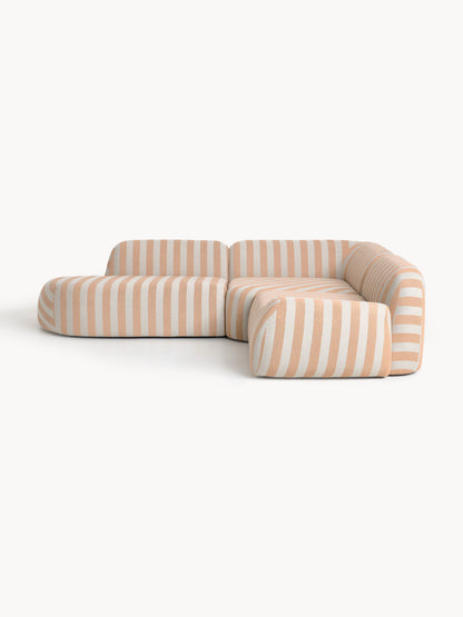 Wolke Modular Striped Corner Sofa with Chaise Longue (4-Seater)