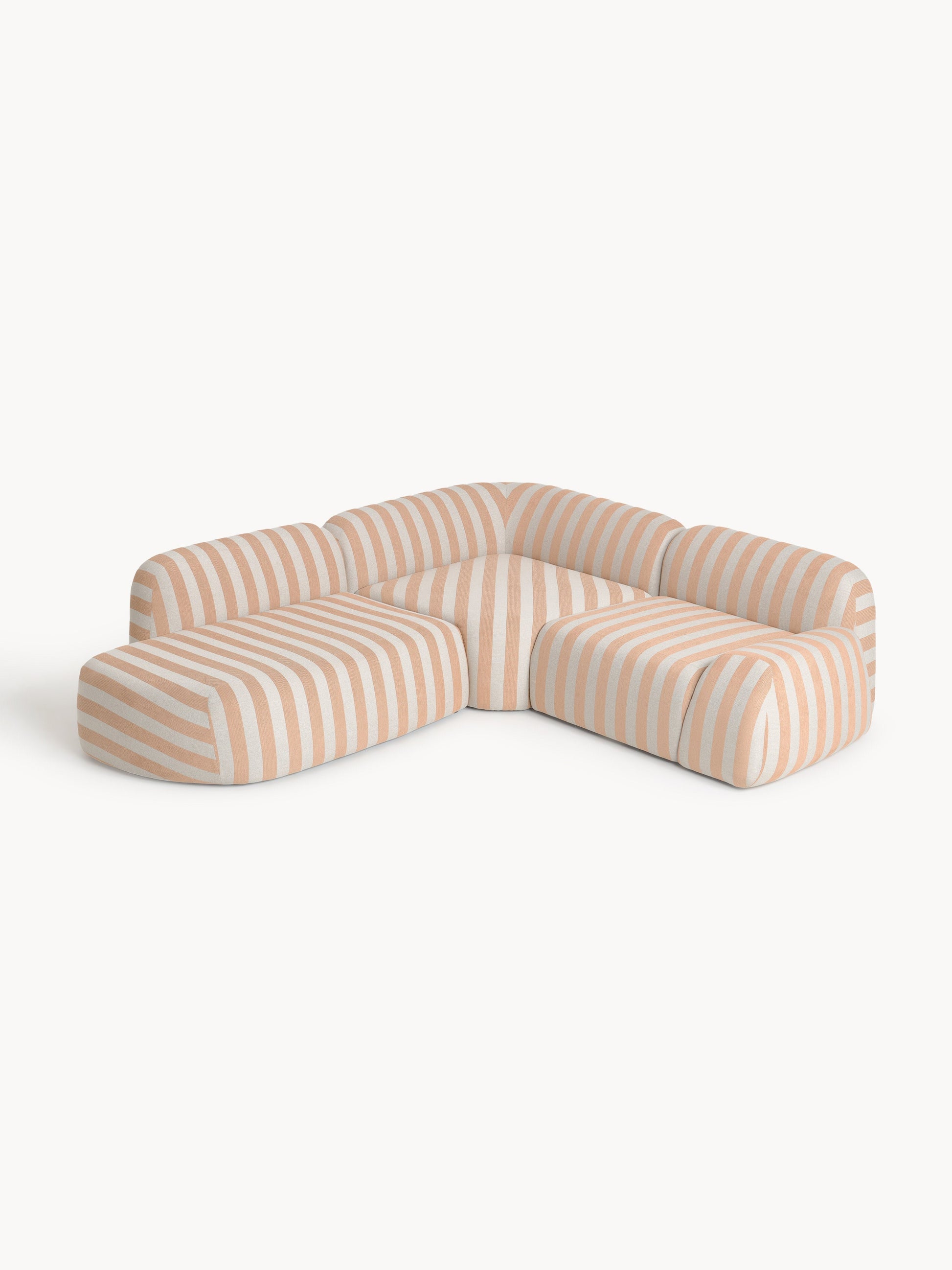 Wolke Modular Striped Corner Sofa with Chaise Longue (4-Seater)