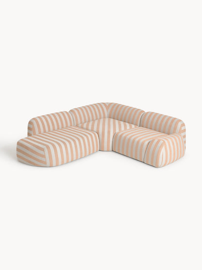 Wolke Modular Striped Corner Sofa with Chaise Longue (4-Seater)