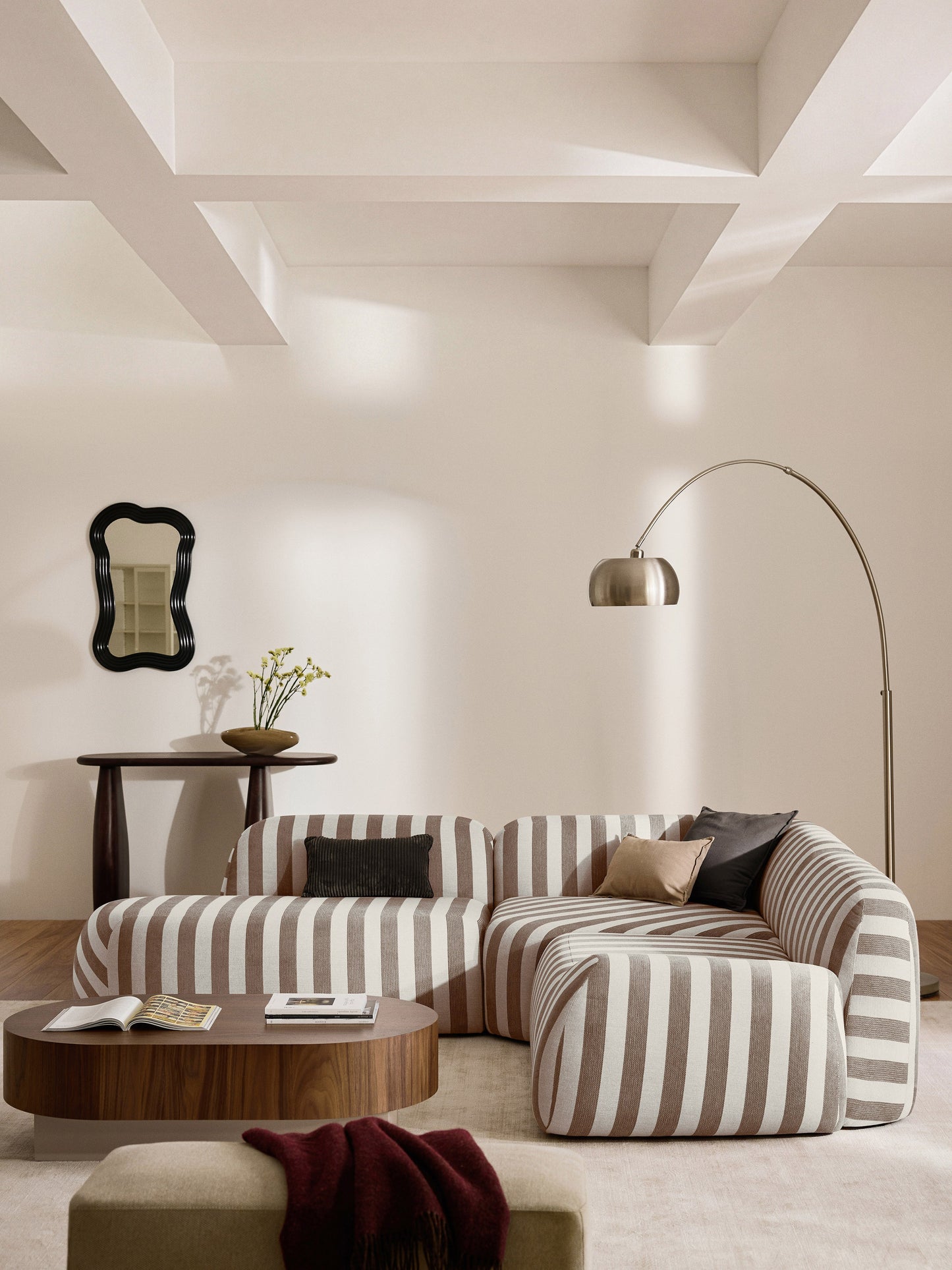 Wolke Modular Striped Corner Sofa with Chaise Longue (4-Seater)
