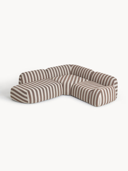 Wolke Modular Striped Corner Sofa with Chaise Longue (4-Seater)
