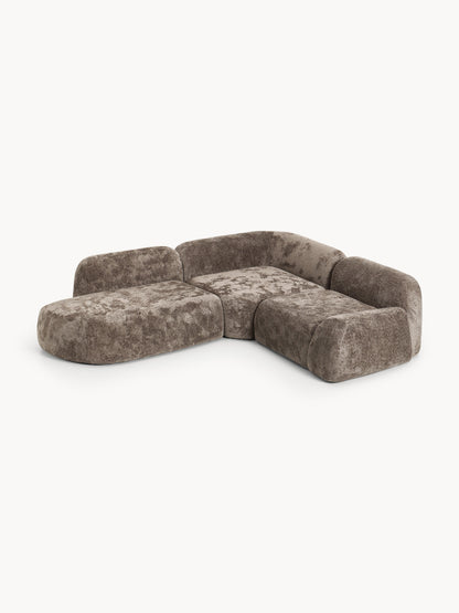 Wolke Modular Teddy Bouclé Corner Settee with Chaise Longue (4-Seater)