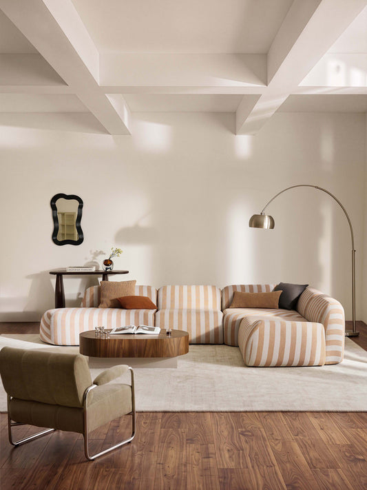 Wolke Modular XL Striped Corner Sofa with Chaise Longue