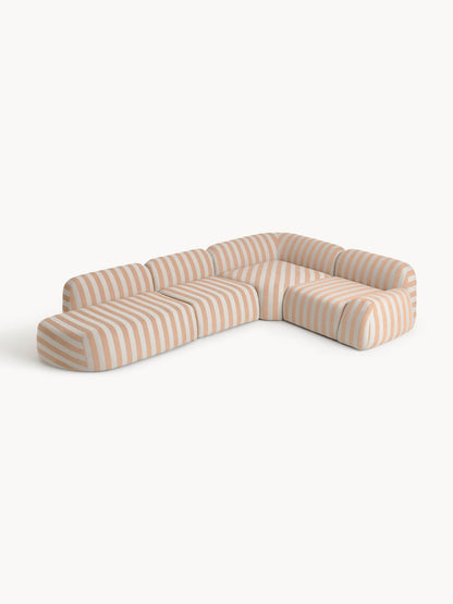 Wolke Modular XL Striped Corner Sofa with Chaise Longue