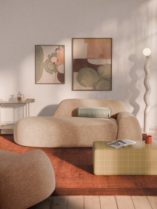 Wolke Sofa with Chaise Longue, Bouclé (2-Seater)
