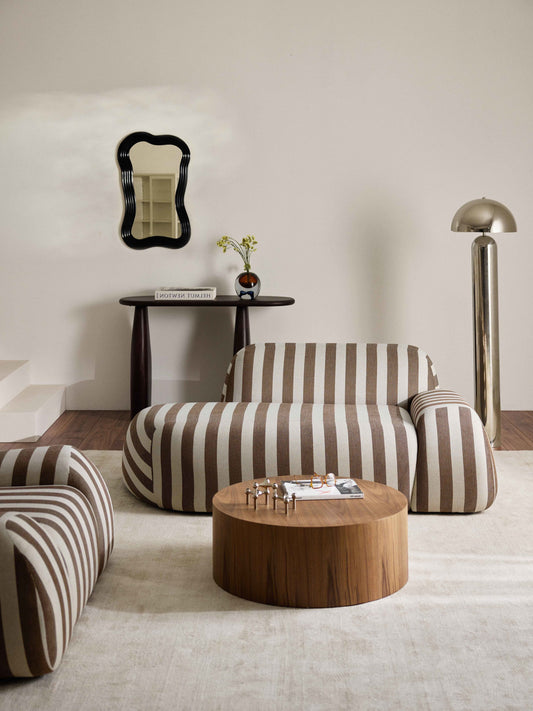 Wolke Striped Settee with Chaise Longue (2-Seater)