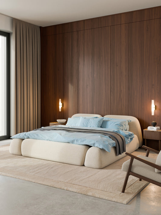 Wolke Upholstered Bed with Bouclé Cover