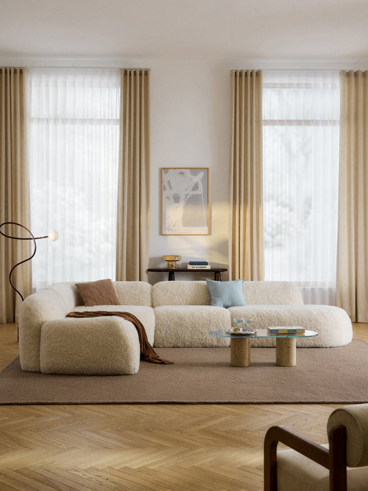 Wolke XL Corner Sofa in Teddy with Chaise Longue, Modular
